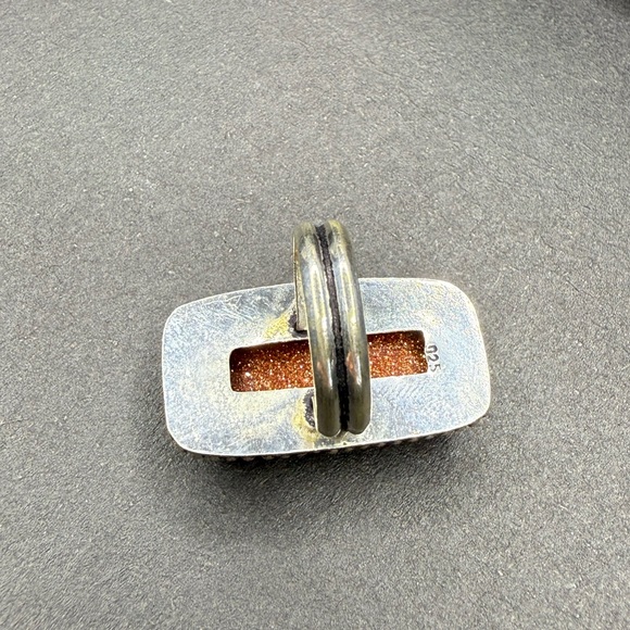 Sterling Silver .925 Goldstone Statement Ring Sz. 7 - Picture 3 of 4